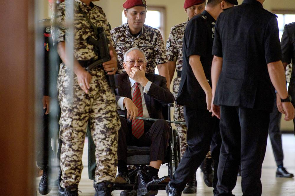 Former prime minister Datuk Seri Najib Razak at the Kuala Lumpur Courts Complex, today. - Photo by Bernama