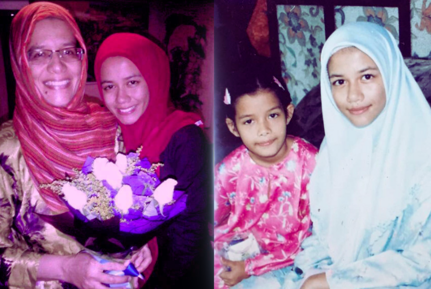 Sabrina with her mother in 2012 (left), while on the right - younger days of Sabrina with her sister Iza. (Photo courtesy of Sabrina Bolivar)