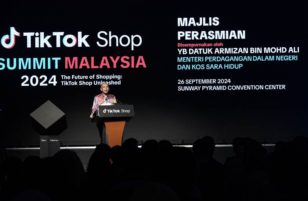 KPDN Minister Datuk Armizan Mohd Ali at the TikTok Shop Seller Summit 2024 here, today. - Photo by Bernama