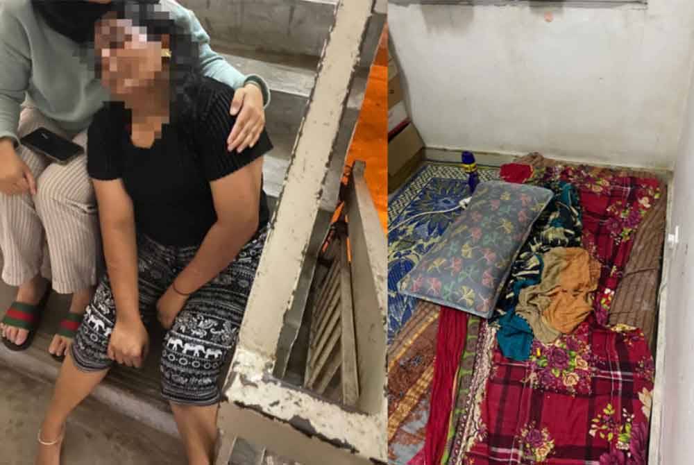 A woman with disabilities (OKU), who is believed to have been abducted while out exercising, was found tied up in a foreign worker's dormitory room at Taman Tasik Utama in Ayer Keroh here on Tuesday.