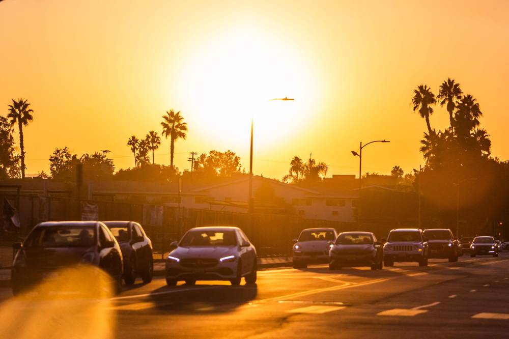 A view shows vehicles passing along the 101 Freeway in Studio City, seen from the Mulholland Drive on October 3, 2024 in Los Angeles, California. - Photo by AFP