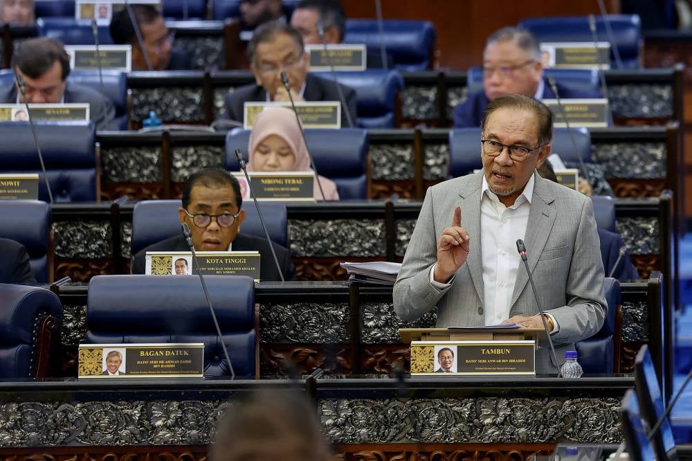 Prime Minister Datuk Seri Anwar Ibrahim during the Minister's Question Time at the Dewan Rakyat, today. - Photo by Bernama