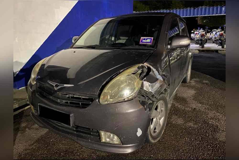 The car that struck the victim while crossing the road. Photo courtesy of the police.