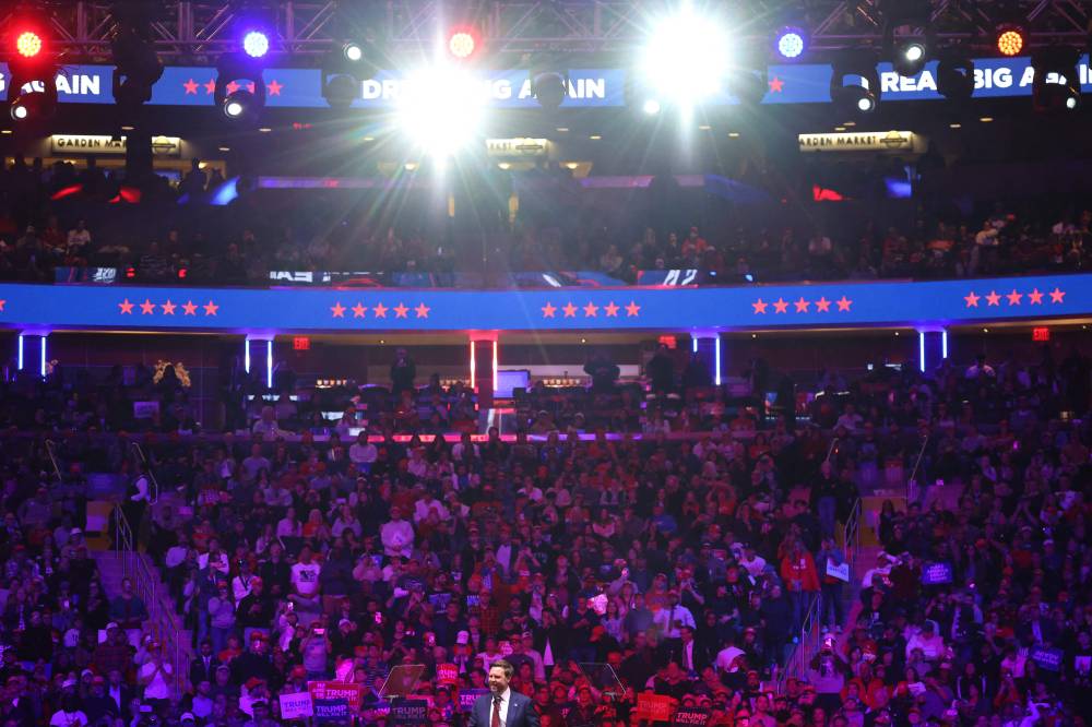 Republican Vice Presidential nominee, US Sen J.D. Vance (R-OH) speaks before Republican presidential nominee, former US President Donald Trump takes the stage at a campaign rally at Madison Square Garden on October 27, 2024 in New York City. - Photo by AFP