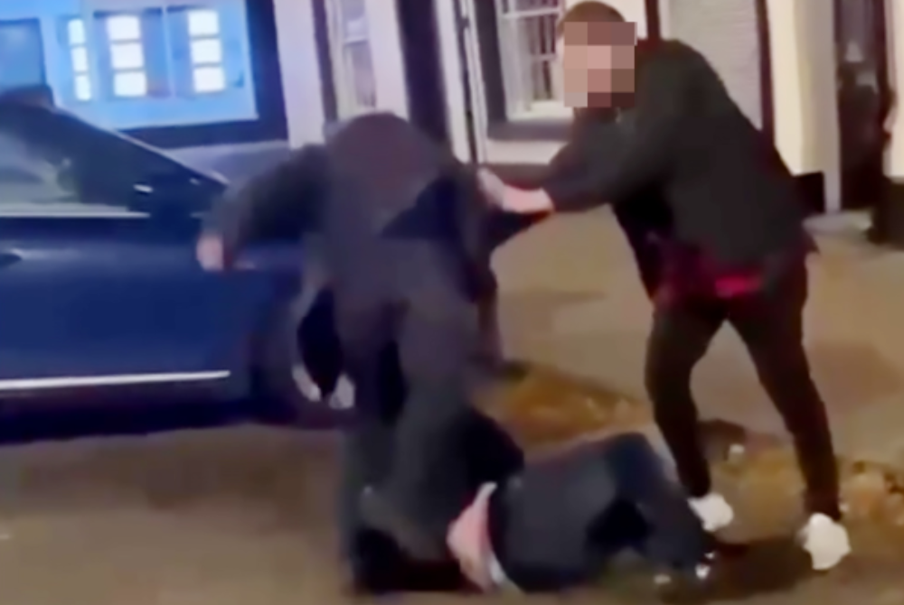 Different footage posted on social media on Saturday appeared to show the MP shouting and pointing his finger at a man lying in the street. - Screenshot credit: Sky News