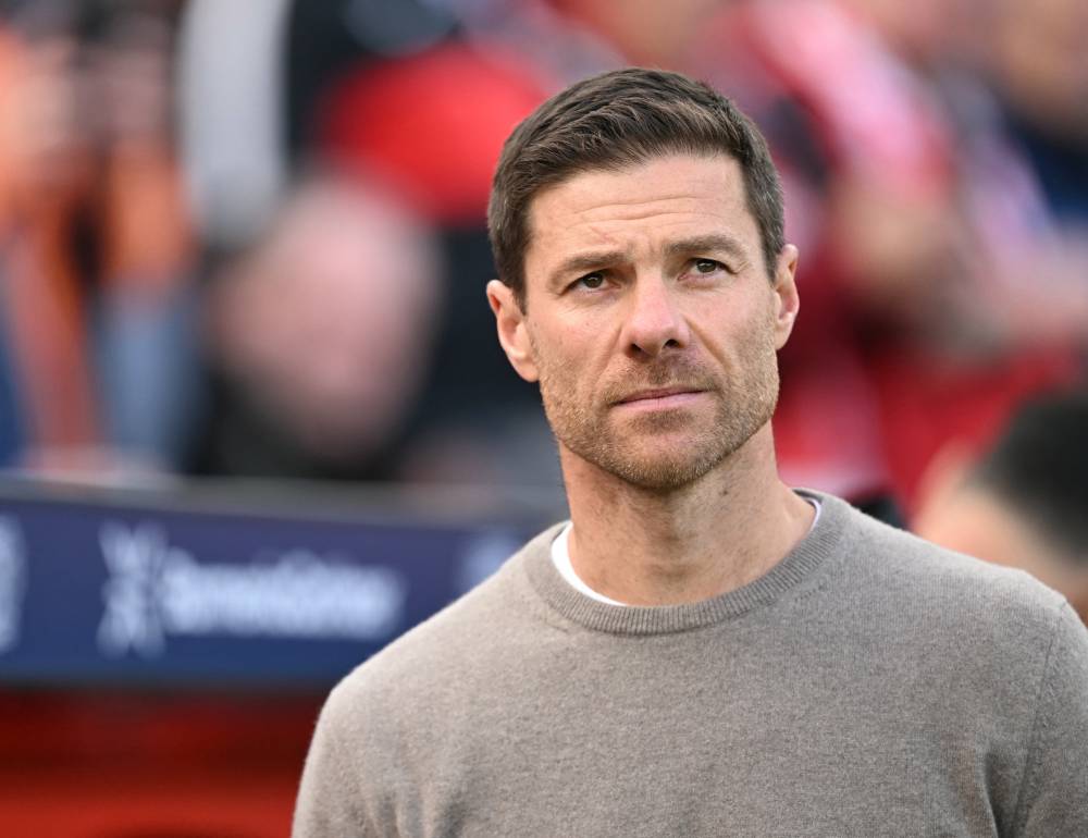 Bayer Leverkusen's Spanish head coach Xabi Alonso looks on ahead the German first division Bundesliga football match between XBayer Leverkusen and Eintracht Frankfurt in Leverkusen on October 19, 2024. (Photo by INA FASSBENDER / AFP)