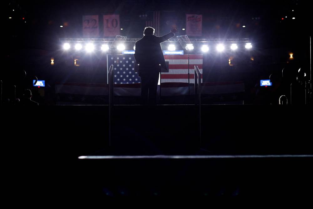 Republican presidential nominee, former President Donald Trump speaks during a campaign rally at the Santander Arena on November 04, 2024 in Reading, Pennsylvania. - Photo by AFP