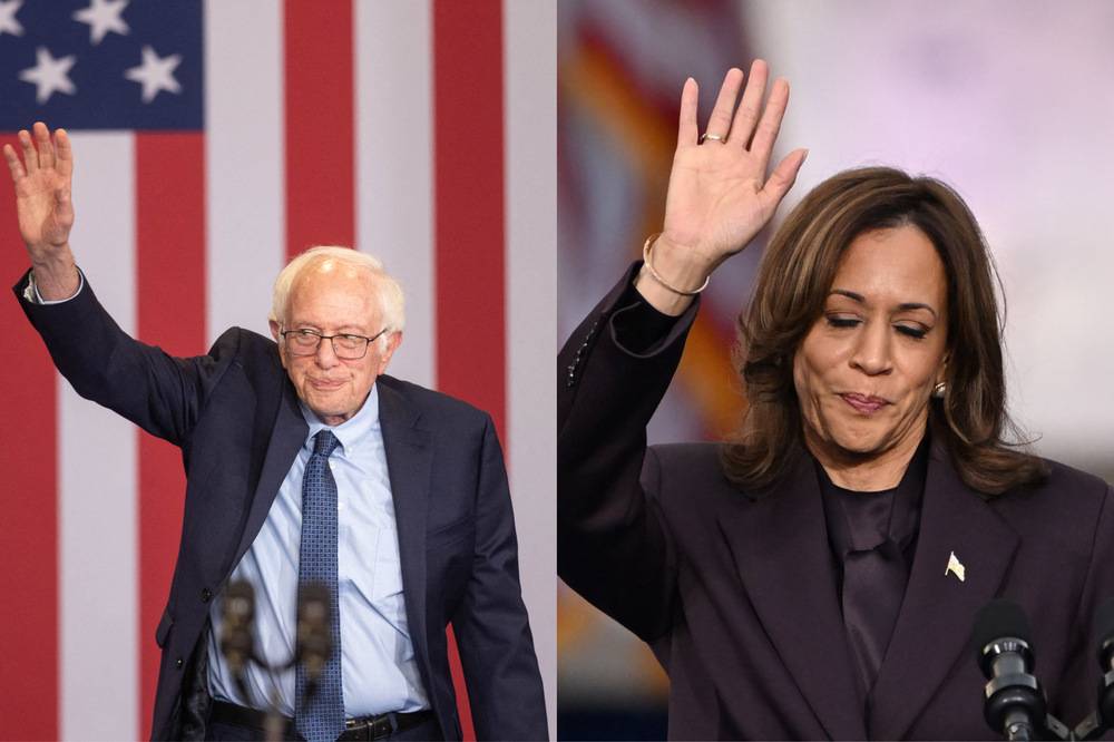 Bernie Sanders (left) and Kamala Harris. - Photos by AFP