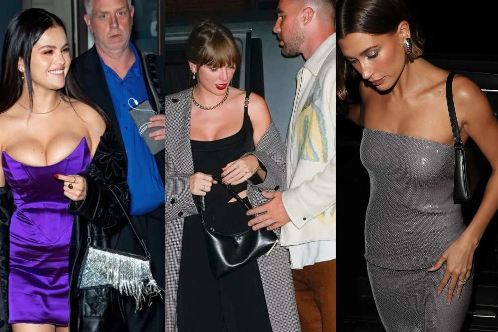 Selena Gomez (left), Taylor Swift and Hailey Bieber all using Aupen handbags. (INTERNET PHOTO) 