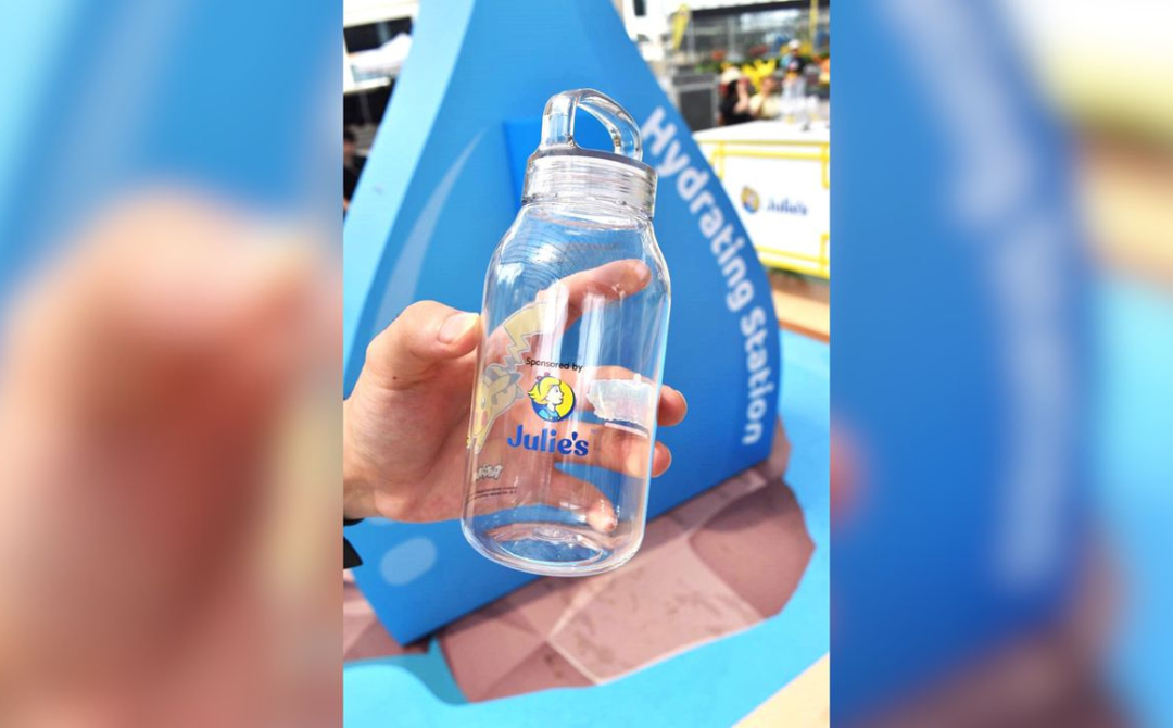 Julie’s promoting sustainability by giving away limited-edition refillable water bottles at the run. - Photo by Julie’s management