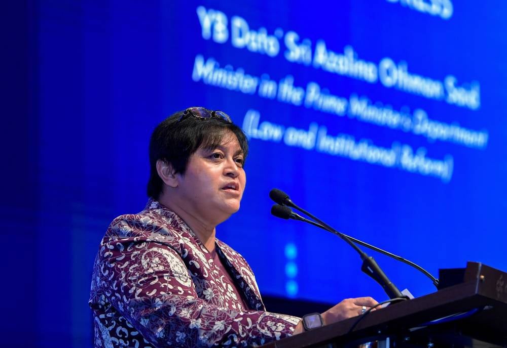 Minister in the Prime Minister's Department (Law and Institutional Reform) Datuk Seri Azalina Othman Said at the launching of the 2024 Kuala Lumpur Forum on International Arbitration today. - Photo by Bernama
