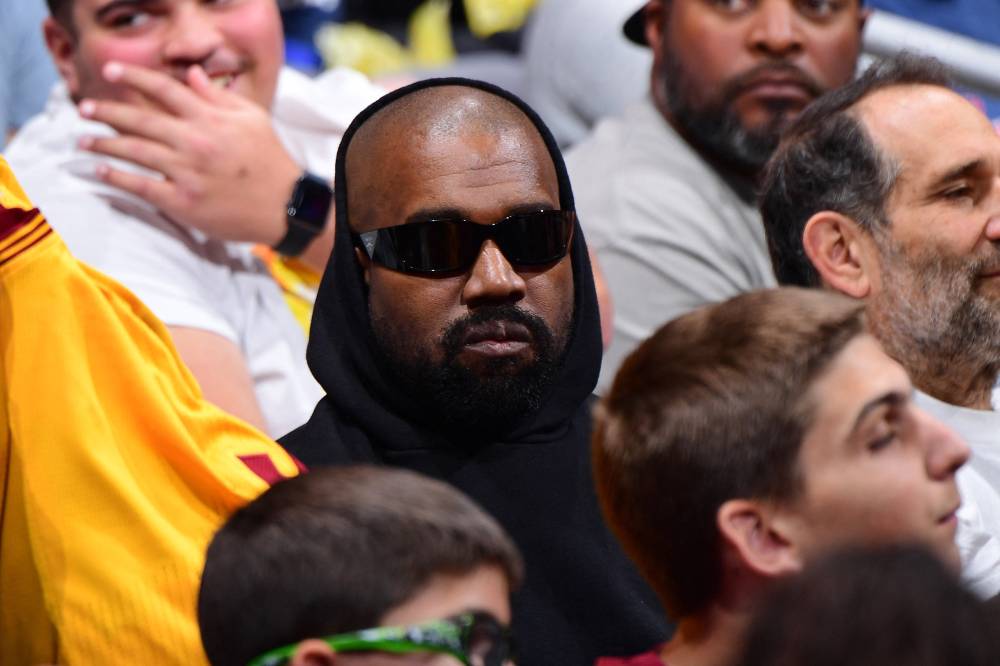 Kanye West attends the Cleveland Cavaliers game against the LA Clippers on April 7, 2024. - (Photo by AFP)