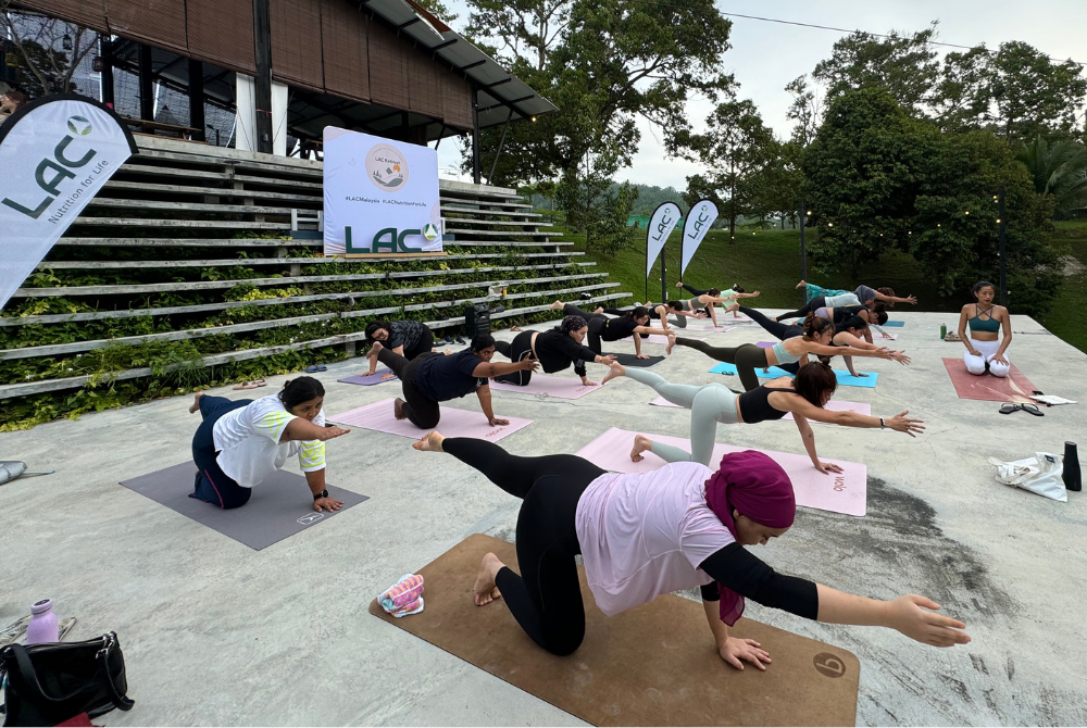 Sunrise yoga, led by the serene instructor Sandra Woo. 