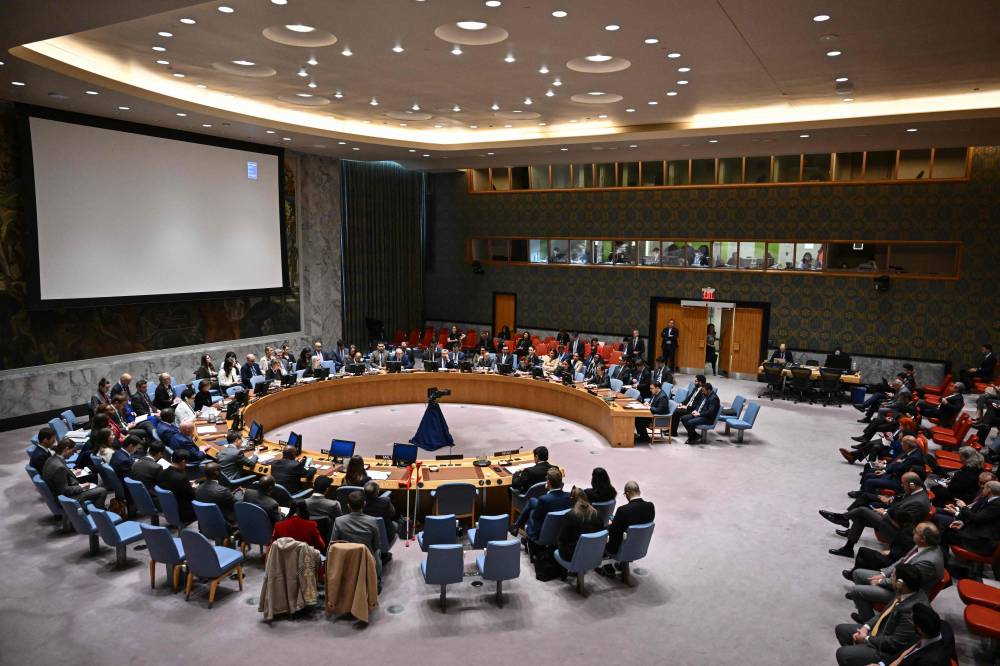 In this file photo taken on November 20, 2024, the United Nations (UN) Security Council meets to discuss the situation in the Middle East at the UN headquarters in New York City. The UN called on parties to 'accept a ceasefire' in Lebanon today. (File photo by ANGELA WEISS / AFP)