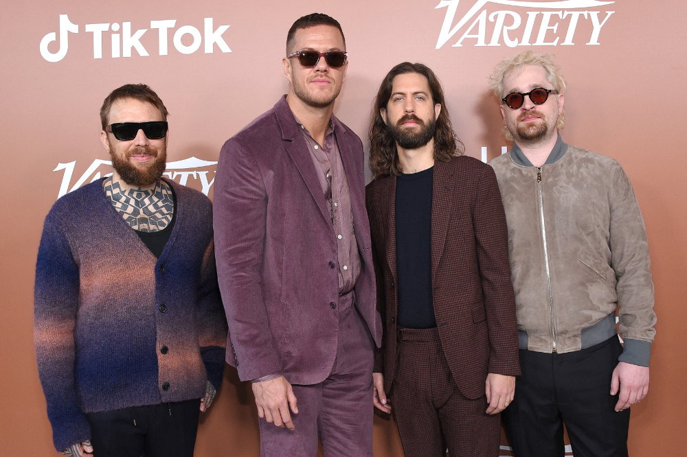 (from left) Ben McKee, Dan Reynolds, Daniel Wayne Sermon and Daniel Platzman. Photo by AFP