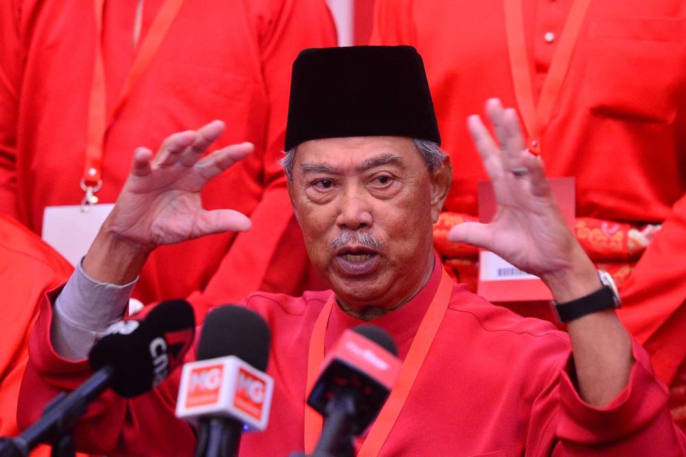 Bersatu president Tan Sri Muhyiddin Yassin during a press conference at the party's Annual General Meeting held at the Ideal Convention Centre, Shah Alam, today. - Photo by ASRIL ASWANDI SHUKOR