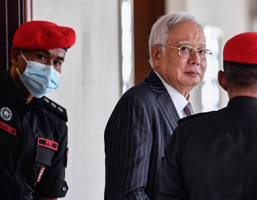 Former prime minister Datuk Seri Najib Razak at KL High Court earlier today. - Photo by Bernama