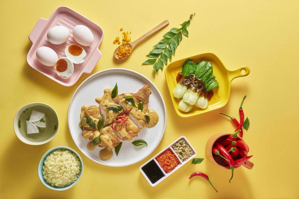 Grilled Butter Chicken & The Golden Egg from The Chicken Rice Shop.