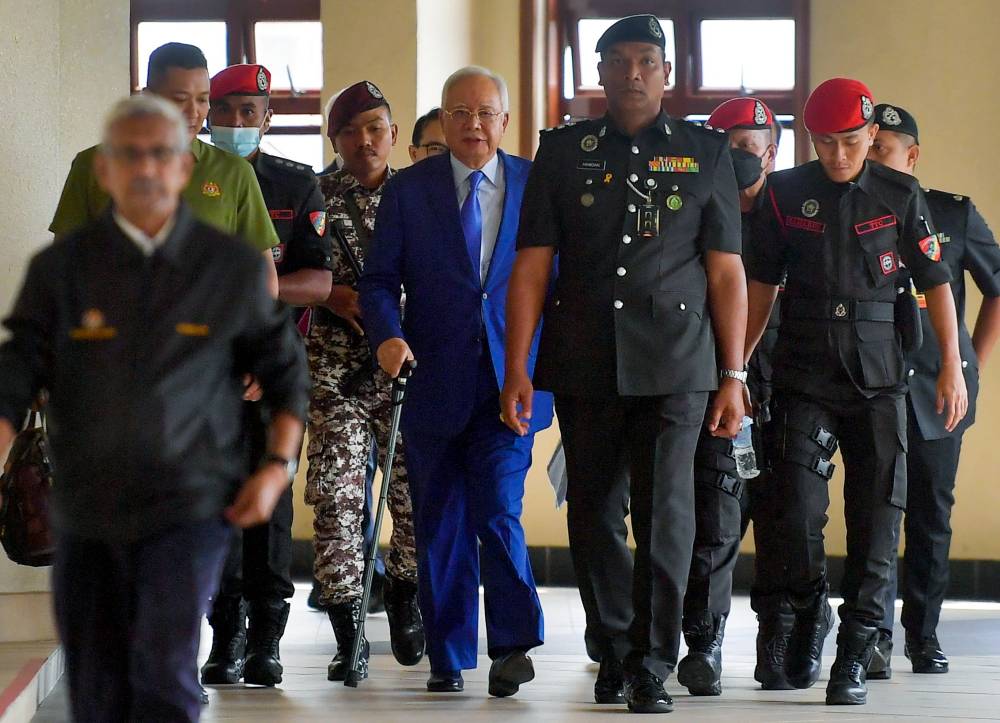 Datuk Seri Najib Razak at the Kuala Lumpur High Court, today, for his 1MDB trial. - Photo by Bernama