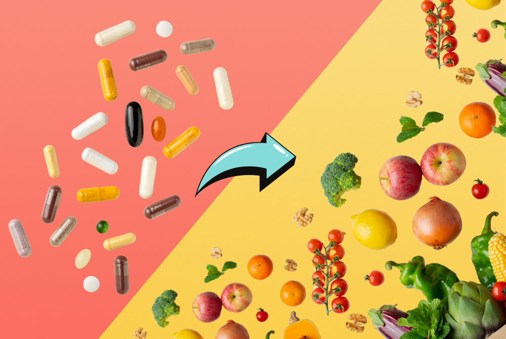 Instead of solely relying on pills and powders as supplements, consider a diet rich in nutrients. 