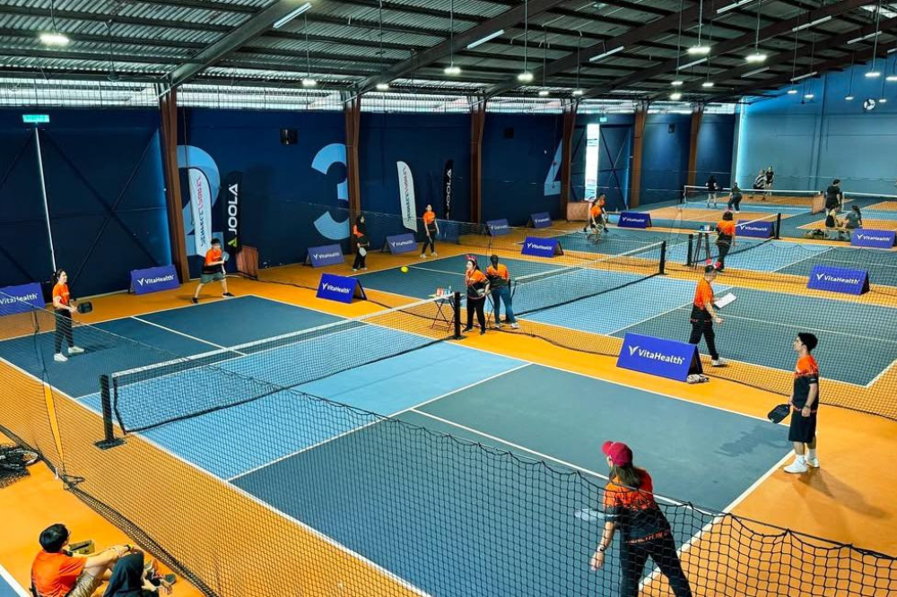 Participants playing pickleball during the event.