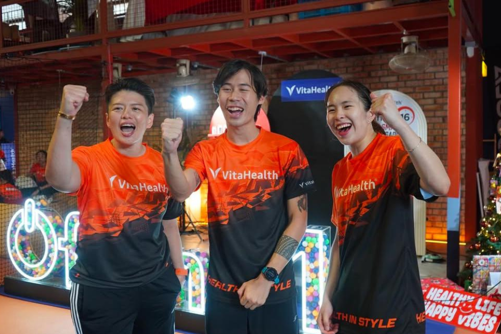 (from right) Tan, Wong and VitaHealth's CEO KS Beh.