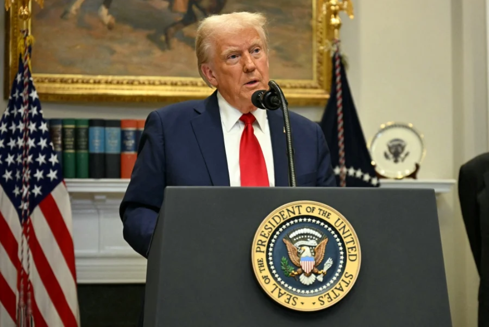 US President Donald Trump speaks in the Roosevelt Room at the White House on January 21, 2025, in Washington.
Photo by AFP