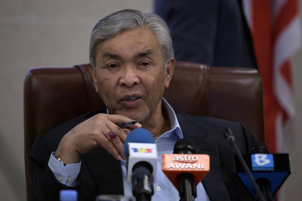 Zahid during a press conference at Parliament today. Photo by Bernama