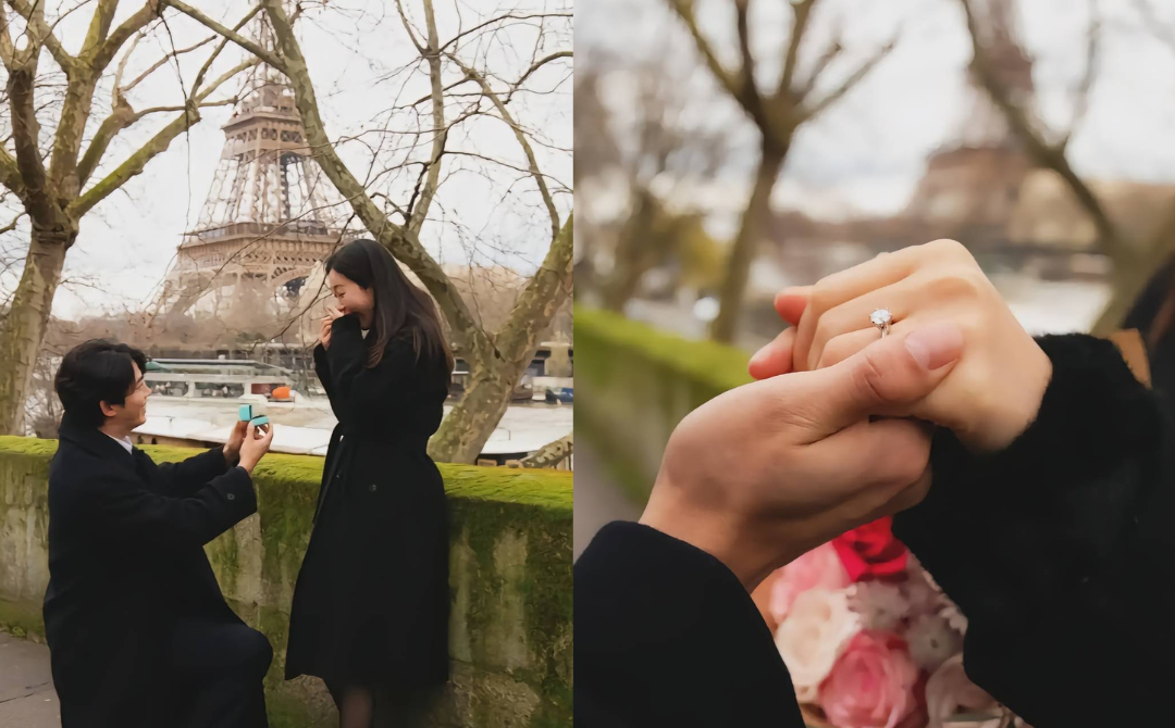 The news surfaced after a French photographer accidentally shared now-deleted photos of Taec-yeon’s proposal at the iconic Eiffel Tower in Paris. - Photo: TIKTOK / @kdramalover453