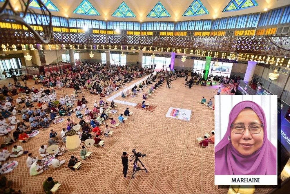 World #QuranHour held at Masjid Negara, Kuala Lumpur, on April 4, 2024, corresponding to 24 Ramadan 1445H. (Inset: Marhaini)