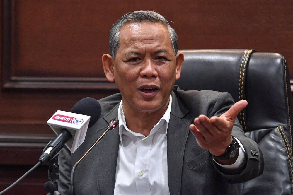 Negeri Sembilan Menteri Besar Datuk Seri Aminuddin Harun during a press conference at Wisma Negeri, today. - Photo by Bernama