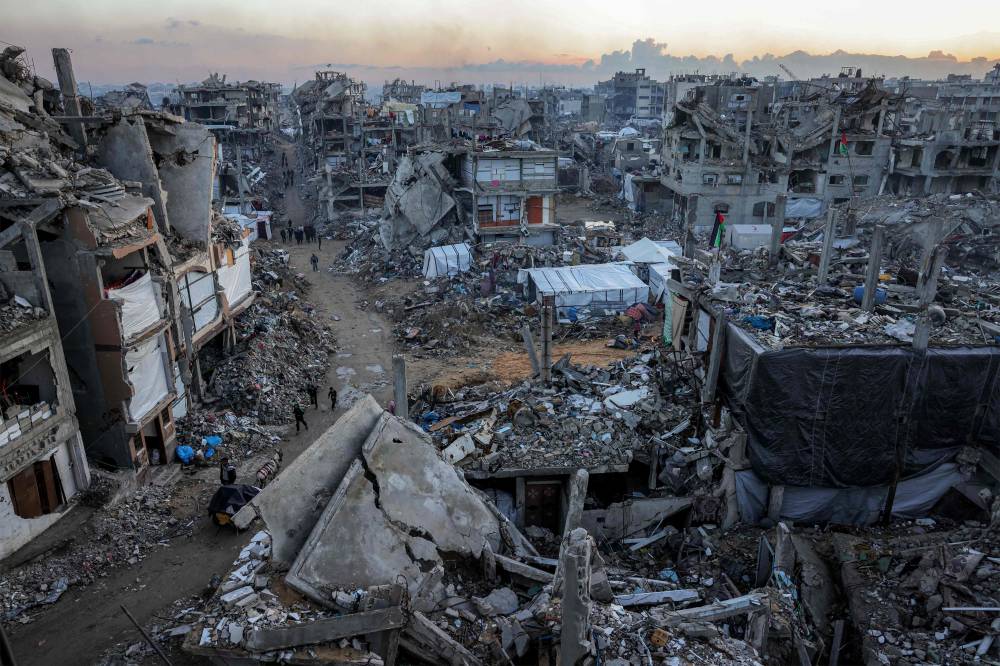 Destroyed buildings are pictured in Jabalia in the northern Gaza Strip. Photo by Bashar Taleb/AFP