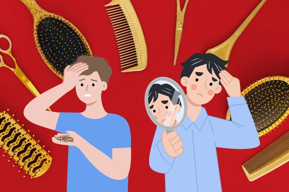 More young men are experiencing hair loss, but they are also becoming more open and confident in discussing it. Photo: Edited via Canva