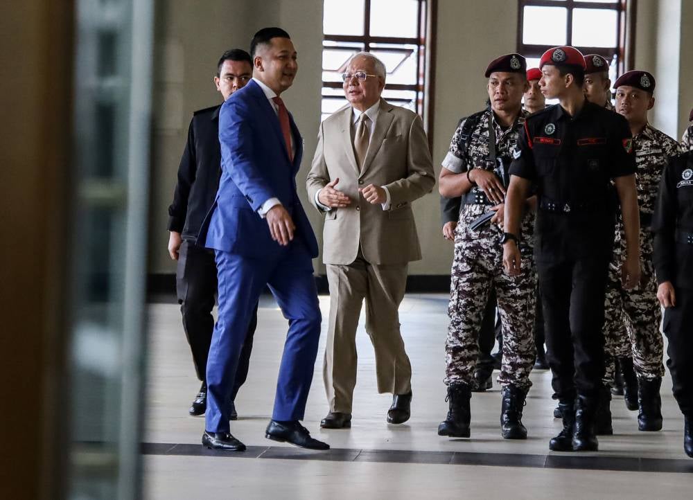 Former prime minister Datuk Seri Najib Razak at the Kuala Lumpur Court Complex, today. - Photo by Bernama