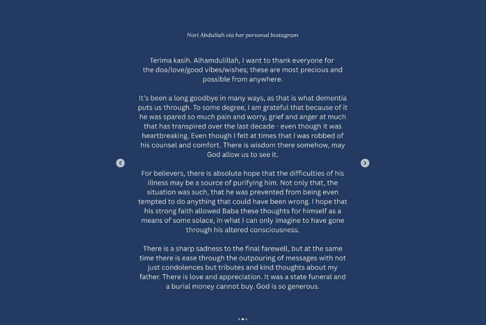 Nori’s post touched on the heartbreaking experience of watching her father slowly fade away through the effects of dementia. - Photo: Instagram/@kitafamilypodcast