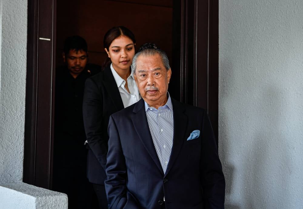 Former prime minister Tan Sri Muhyiddin Yassin arrived at the Kuala Lumpur Courts Complex, today. - Photo by Bernama