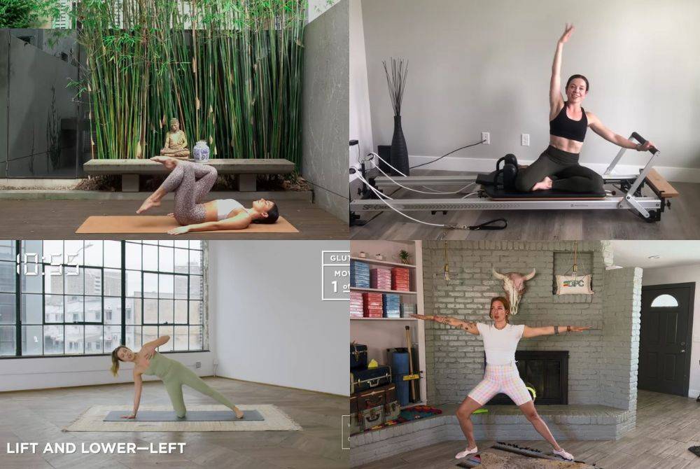 As more fitness enthusiasts turn to digital platforms for convenience and cost-effectiveness, online Pilates have seen a steady increase in popularity with YouTube channels such a Move With Nicole (top right), Dez Fit (top left), Well+Good (bottom right) and Online Pilates Classes by Lesley Logan (bottom left) pushing the way forward for at-home Pilates. Photo illustrated by Sinar Daily.