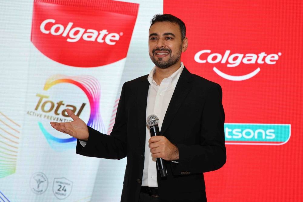 Anand Taparia at the launch of the new Colgate Total Active Prevention.