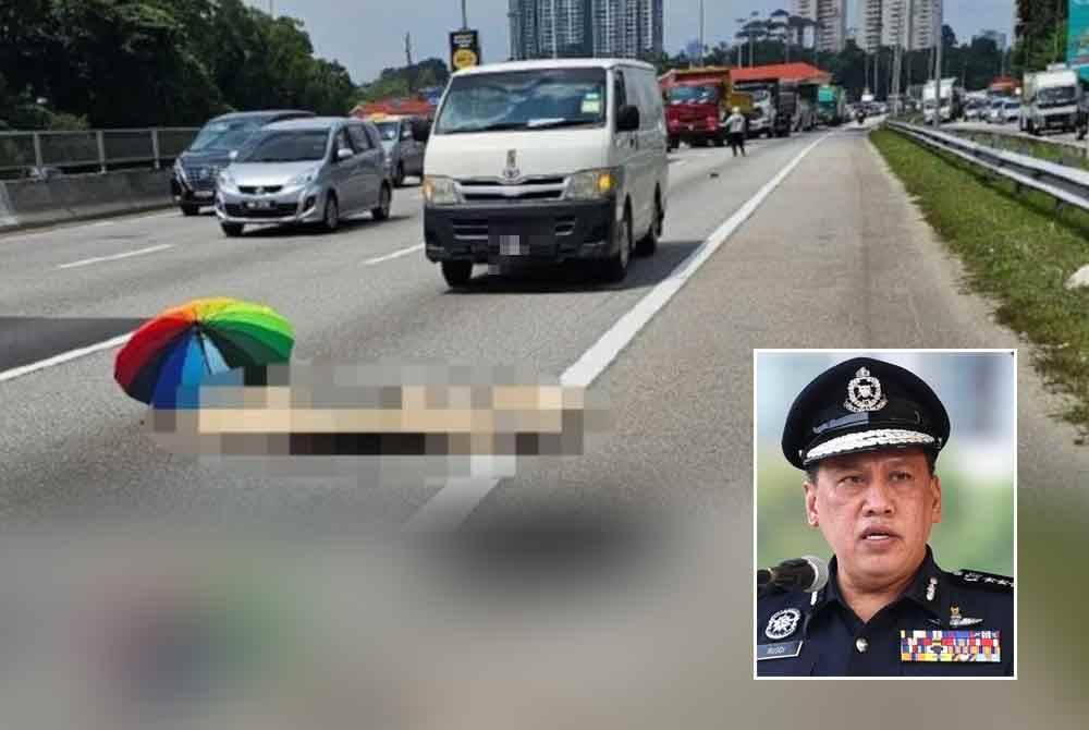 The incident came to light when police received a report from a witness who claimed to have seen a woman being ejected from a van before it sped away from the scene on the Kesas Highway. Inset: Rusdi