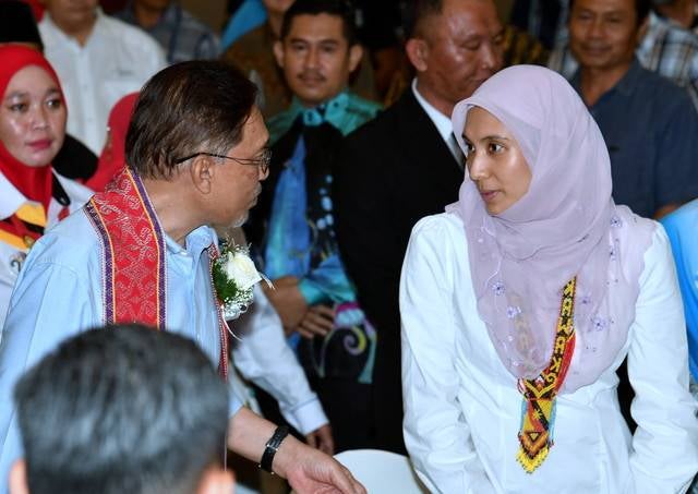 PKR president Datuk Seri Anwar Ibrahim and his daughter PKR vice-president Nurul Izzah. - BERNAMA FILE PIX