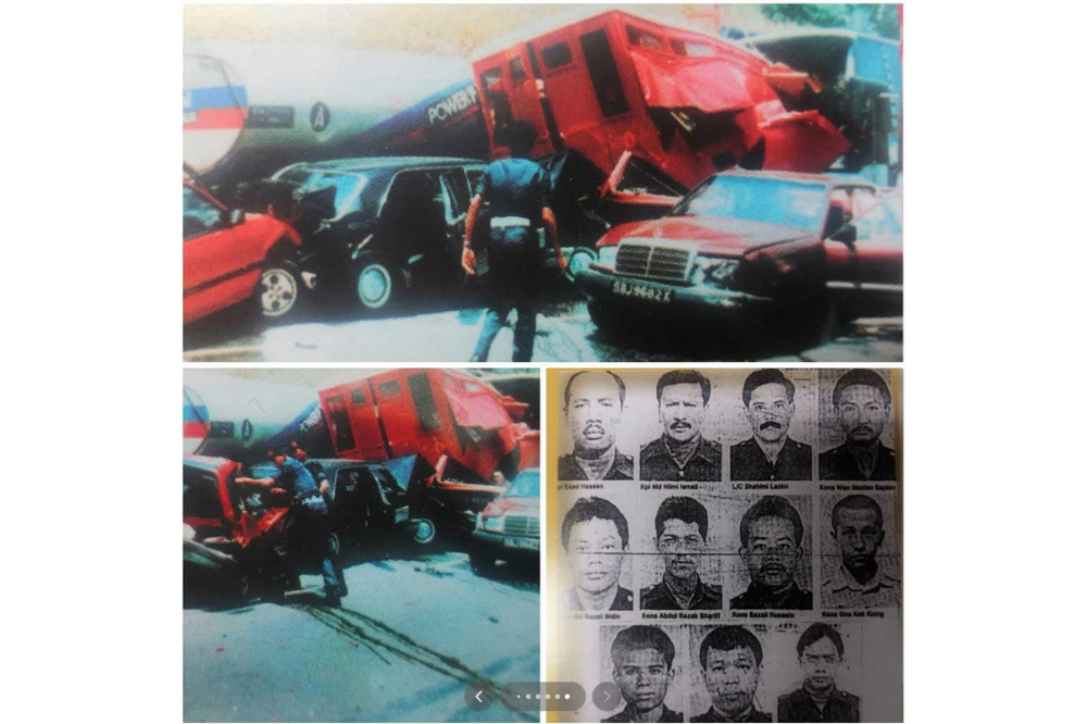 File photo of the 1990 Karak Highway tragedy where 11 FRU personnel from Troop 4B and four civilians were killed after their truck was rammed by an out-of-control express bus.
