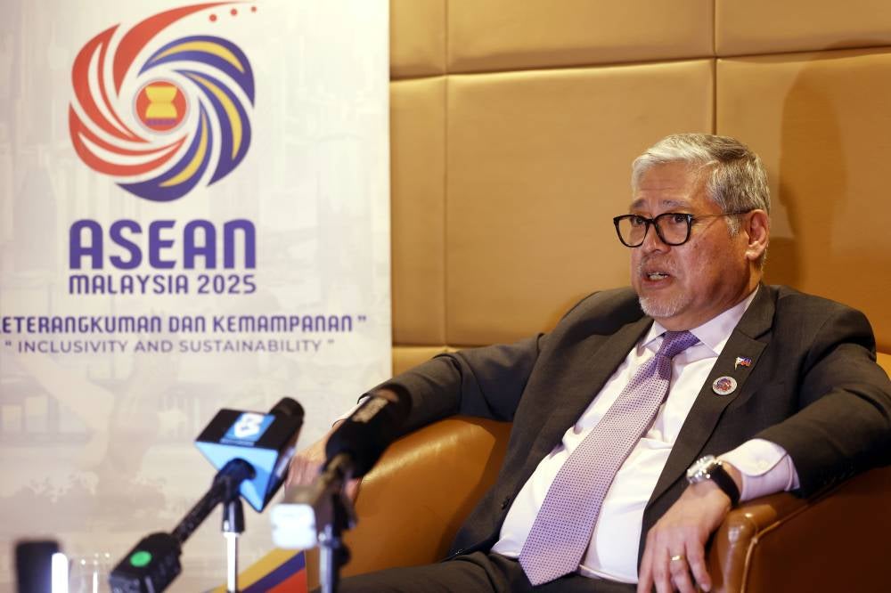 Philippine Permanent Representative to the United Nations Enrique Manalo during an interview with the Malaysian National News Agency in conjunction with the 46th Asean Summit at the Kuala Lumpur Convention Centre yesterday. - Bernama photo