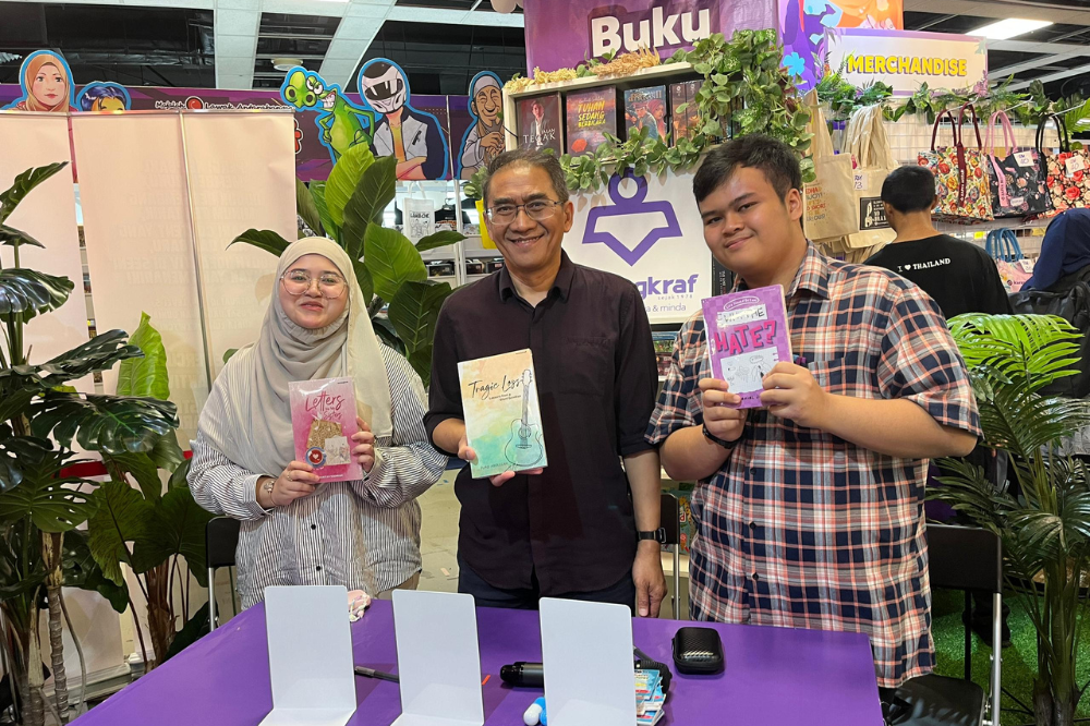 (from left) Letters to my Sisters author Sharifah Nadirah; Tragic Loss: Lessons from a Silent Goodbye Fuad Abdullah and Why the Hate author Danial Jazmi.