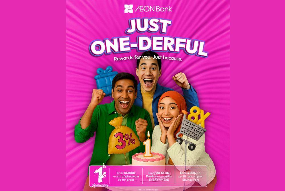 AEON Bank, Malaysia's pioneering Islamic digital bank, is marking its first anniversary on 26 May with a heartfelt message of appreciation to customers and a nationwide celebration dubbed the One-derful Anniversary on May 26. Photo courtesy of Aeon Bank.