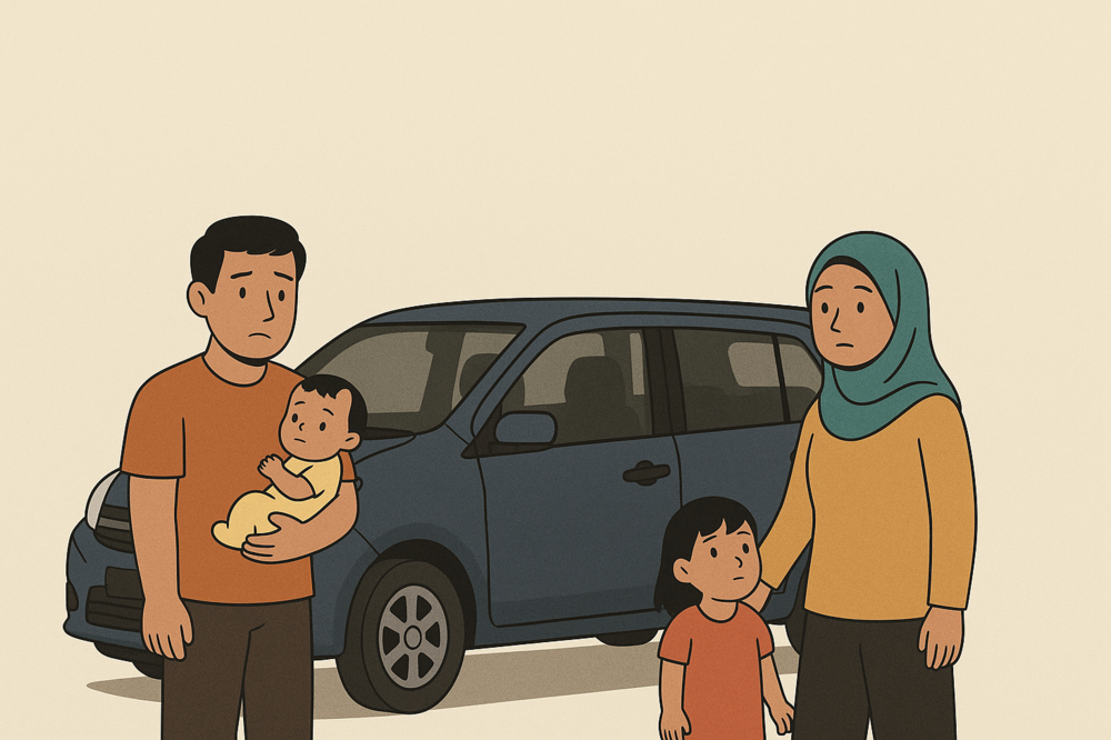 While career goals and housing were typically more visible influences, the affordability of a vehicle from purchasing it to maintaining it, insuring it and fueling it, could have real implications on a couple’s decision to expand their family. - Photo generated by Sinar Daily