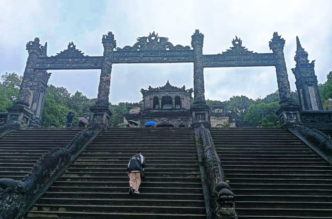 Climbing into history — the grand staircase leading to Khai Dinh’s Tomb. Photo: Wan Azfarozza 