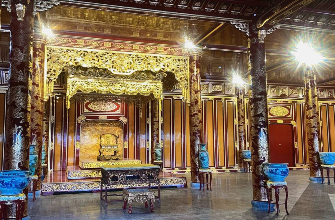 The throne room of Hue Imperial City, where gold-gilded splendour and intricate craftsmanship echo the grandeur of Vietnam’s Nguyen dynasty. Photo: Wan Azfarozza 