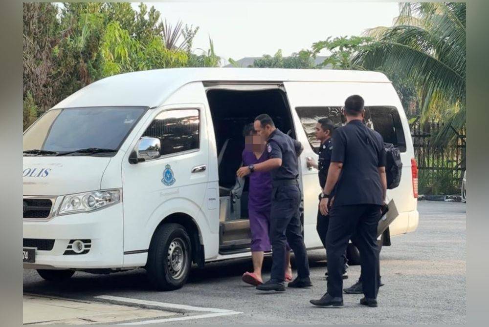 The man believed to have slit his wife's throat, resulting in her death, before attempting to set his in-laws' house on fire has been remanded for seven days by the Tangkak Magistrate’s Court today.