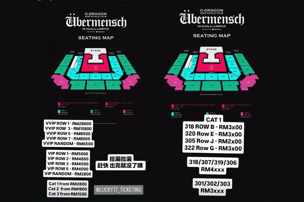G-Dragon fans were outraged after being locked out of his KL concert, only to find tickets reselling online for up to RM28,000. Photo: X