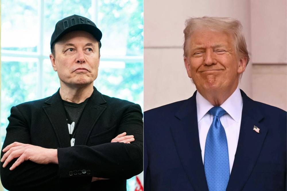 Elon Musk (left), Donald Trump. Photo by AFP